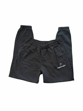 Gymshark Black Strength Dept. Sweatpants with White Logo